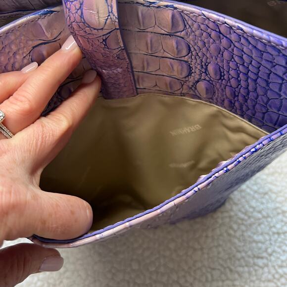 Brahmin Shira Bucket Bag Periwinkle Ombre Croc Embossed Leather - Picture 5 of 14